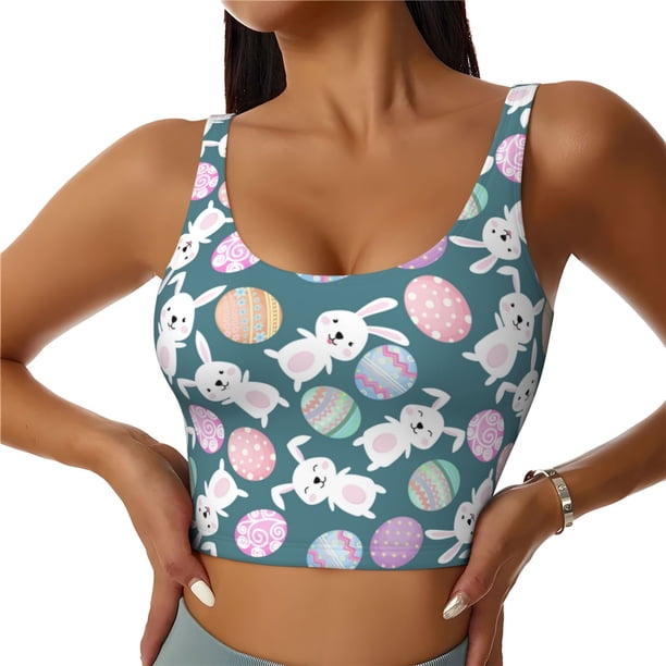 Balery Cute Rabbit Easter Sujetadores deportivos con espalda cruzada para mujer, acolchados, sin costuras, de alto impacto, ideales para yoga, gimnasio, entrenamiento y fitness.-XX-Large