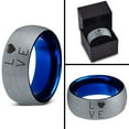 thumbnail image 4 of Tungsten Love Heart Pleasure Positive Emotions Band Ring 8mm Men Women Comfort Fit Blue Dome Brushed Gray Polished, 4 of 4