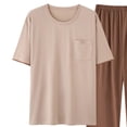 thumbnail image 3 of QSAWXQZ Men's Modal 2 Piece Lounge Set&nbsp;with Pocket Crew Neck Short Sleeve Pullover Tee and Elastic Waist Wide Leg Pants with Pockets Casual Comfortable Style for Sleepwear and Loungewear XL, 3 of 5