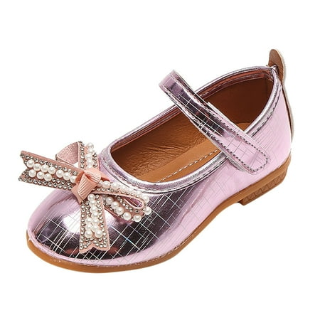 

NECHOLOGY Riding Shoes for Kids Fashion Autumn Girls Casual Shoes Flat Lightweight Pearl Toddler Girl Shoes Size 4 Shoes Pink 5.5 Years