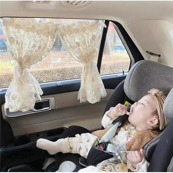 Rideau Pare-Soleil pour Fenêtre Latérale de Voiture Bébé Enfants Protecteur contre l'Éblouissement Bloque la Chaleur UV Intérieur de Voiture Bloqueur de Soleil Petites Marguerites, double Ouverture