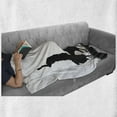 thumbnail image 6 of Labrador Soft Flannel Fleece Throw Blanket, Silhouette of Little Girl with Dog Walking in the Park Pet Care Love Theme, Cozy Plush for Indoor and Outdoor Use, 60" x 80", Black and White, by Ambesonne, 6 of 6