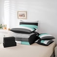 thumbnail image 5 of YST Patchwork Turquoise Striped 7-Piece Comforter Set, Twin, Modern Geometric Stripes, Teal, Black, Gray, 5 of 5