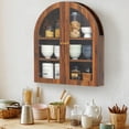 thumbnail image 3 of Wirrytor Walnut Arched Wall Cabinet with Glass Door, Hanging Bathroom Shelf, Medicine Wall Mounted Cupboard, Farmhouse Over the Toilet Cabinet, 3 of 8