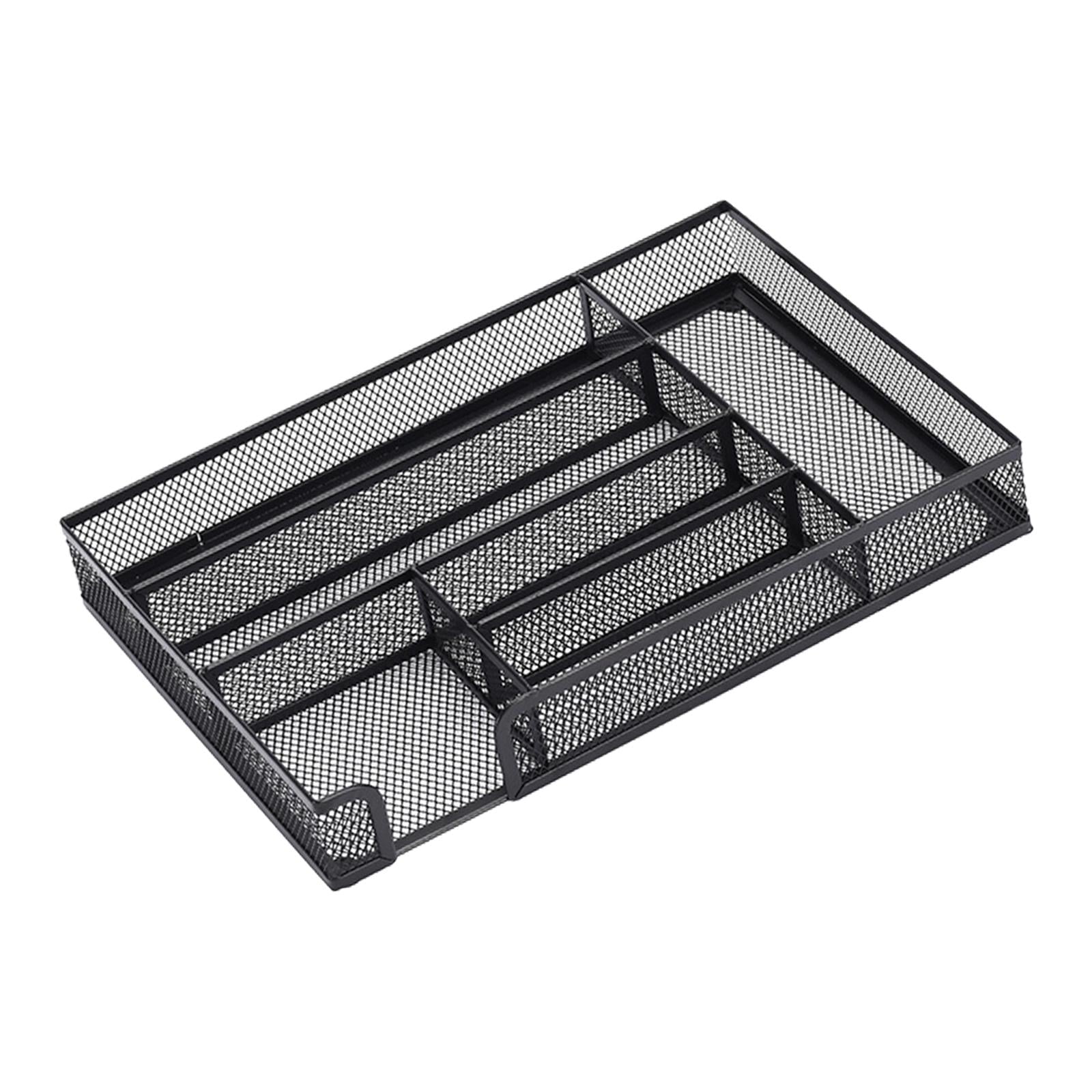 yotijay Mesh Desk Organiser Tray Non Slip Drawer Desktop Storage Stationary Supplies for black