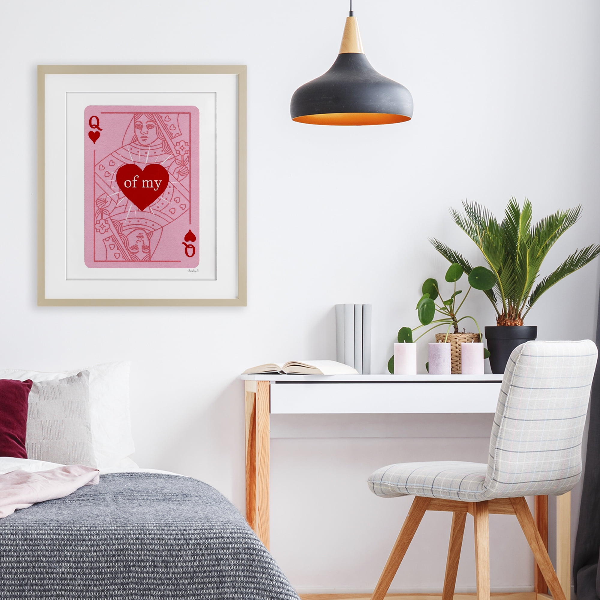 Queen Of My Heart Birch Framed Print Under Glass, design by Amanda Greenwood