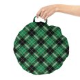 thumbnail image 2 of Checkered Round Floor Cushion with Handle, Abstract Old Fashioned Classic Irish Tartan Pattern with Geometric Symmetric, Pillow for Living Room & Dorms, 18" Round, Black and Green, by Ambesonne, 2 of 4