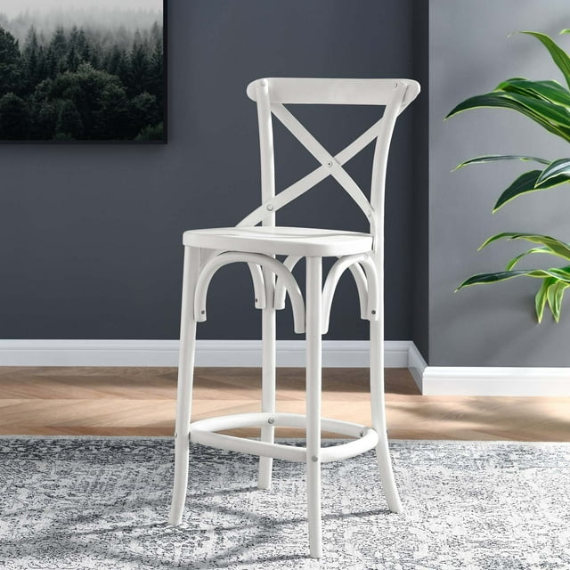 Modway Tabouret de Comptoir à Engrenages, Blanc