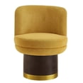 thumbnail image 6 of JERFIT Modern Yellow Chenille Accent Chair with 360° Swivel for Living Room, Ergonomic Barrel Chair with Plush Cushioning, Compact Round Lounge Chair for Bedroom & Apartment, 6 of 10