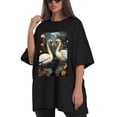 thumbnail image 4 of Plus Size Shirt for Women Black Tops for Women Short Sleeves Shirt for Women Swans T Shirt Crewneck Shirt for Women XS, 4 of 5