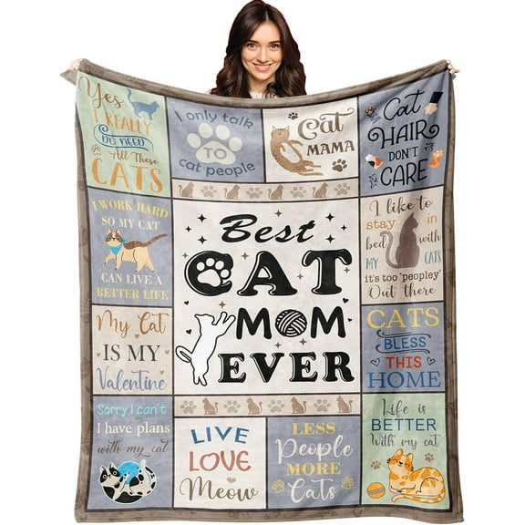 Cat Mom Gifts Blanket 50"X60", Cat Lover Gifts for Women, Cat Gifts for Cat Lovers, Gifts for Cat Lovers, Cat Mom Gifts for Women, Funny Cat Themed Gifts, Cat Lady Gifts, Best Cat Mom Gifts