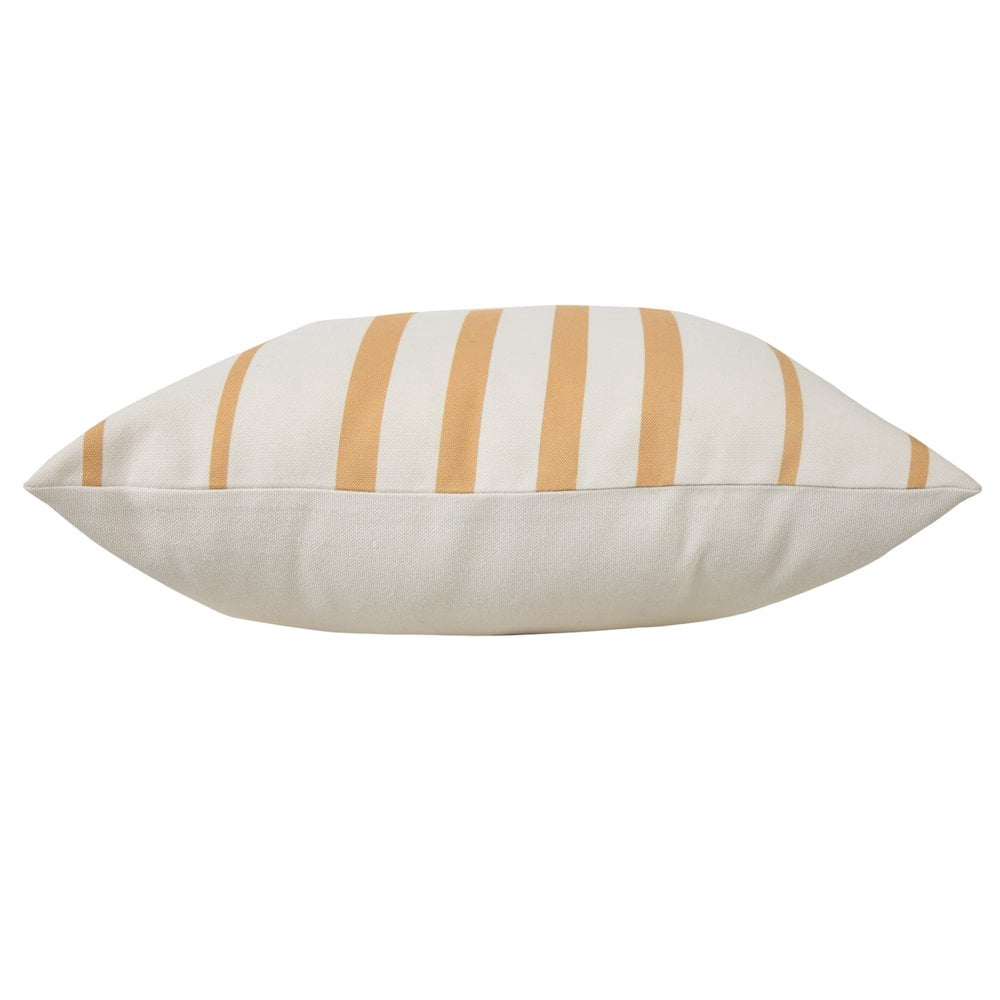 LR Home Ox Bay Hand-Woven Yellow/White Stripe Recycled P.E.T Yarn Pillow Cover