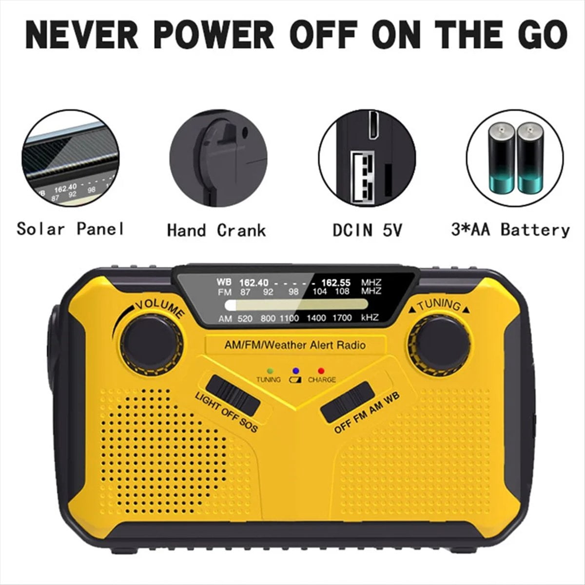 Emergency Radio Solar Hand Crank Radio AM/FM Radio LED Flashlight SOS Alarm Power Bank Speaker Gray,1 * Emergency Radio,Gray