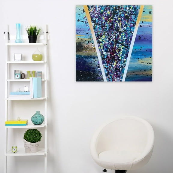 Splatter Design by Artist Sarah Wahl - 14"x14" Canvas Artwork - Multi-Color 30 x 30