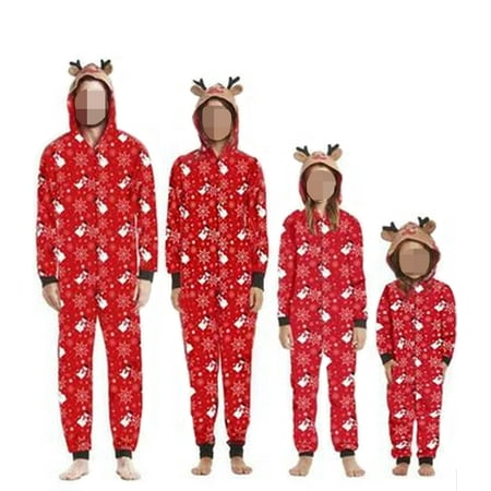 

JBEELATE Christmas Family Matching Hoodie Pajamas Reindeer Romper Long Sleeve One Piece Jumpsuit Zipper Pjs for Adult Kids Baby