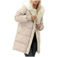 thumbnail image 5 of Coats for Women Long Sleeve Jacket Hooded Jacket Winter Long Coat with Pockets Detachable Hat Collar,Womens Coats Plus Size Beige XL, 5 of 6