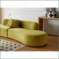thumbnail image 6 of Modern 6-Seater 132” Curved Velvet Sofa with Throw Pillows – Ergonomic Half Moon for Living Room, Office | Olive Green | Velvet | Throw Pillows, 6 of 10