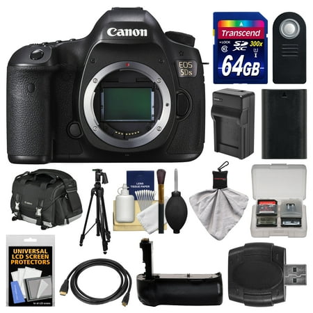 Canon EOS 5DS Digital SLR Camera Body with 64GB Card + Case + Battery & Charger + Grip + Tripod + Remote + Kit