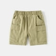 thumbnail image 3 of FINALGANG Boy Simple Shorts Solid Color Cotton Cargo Shorts Knee Length Thin Bottom With Multiple Pockets Designed Cozy Trendy Playsuit, 3 of 3