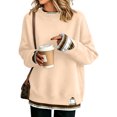 thumbnail image 2 of Women Crewneck Sweatshirts Long Sleeve Loose Fit Fall Pullover Tops Side Slits Layered Drop Shoulder Chic Clothes Warm Soft Cozy Tunic Shirt, 2 of 6