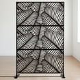 thumbnail image 5 of Kozyard Metal Privacy Screen Decorative Outdoor Divider with Stand Panels Freestanding Screen Set for Deck Patio Balcony Garden Outdoor&Indoor (47.3" LX3.3 WX74.2 H Black/Palm Leaf), 5 of 7