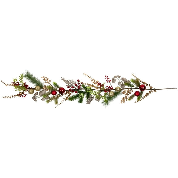 Ball Ornaments Glittered Artificial Christmas Garland - 5' x 10" - Unlit