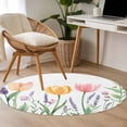 thumbnail image 3 of Area Rug 48in, Spring Tulip Flower Lavender Plant Floor Carpet Living Room Rug, Watercolor Leaves on White Non-Slip Welcome Mat Indoor Rugs for Bedroom Dining Room, 3 of 9