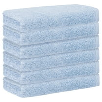 REGALWOVEN 6 Pack Cotton Washcloths, Solid Face Cloths, Absorbent and Quick Drying Towel for Bathroom Blue 13" x 13"