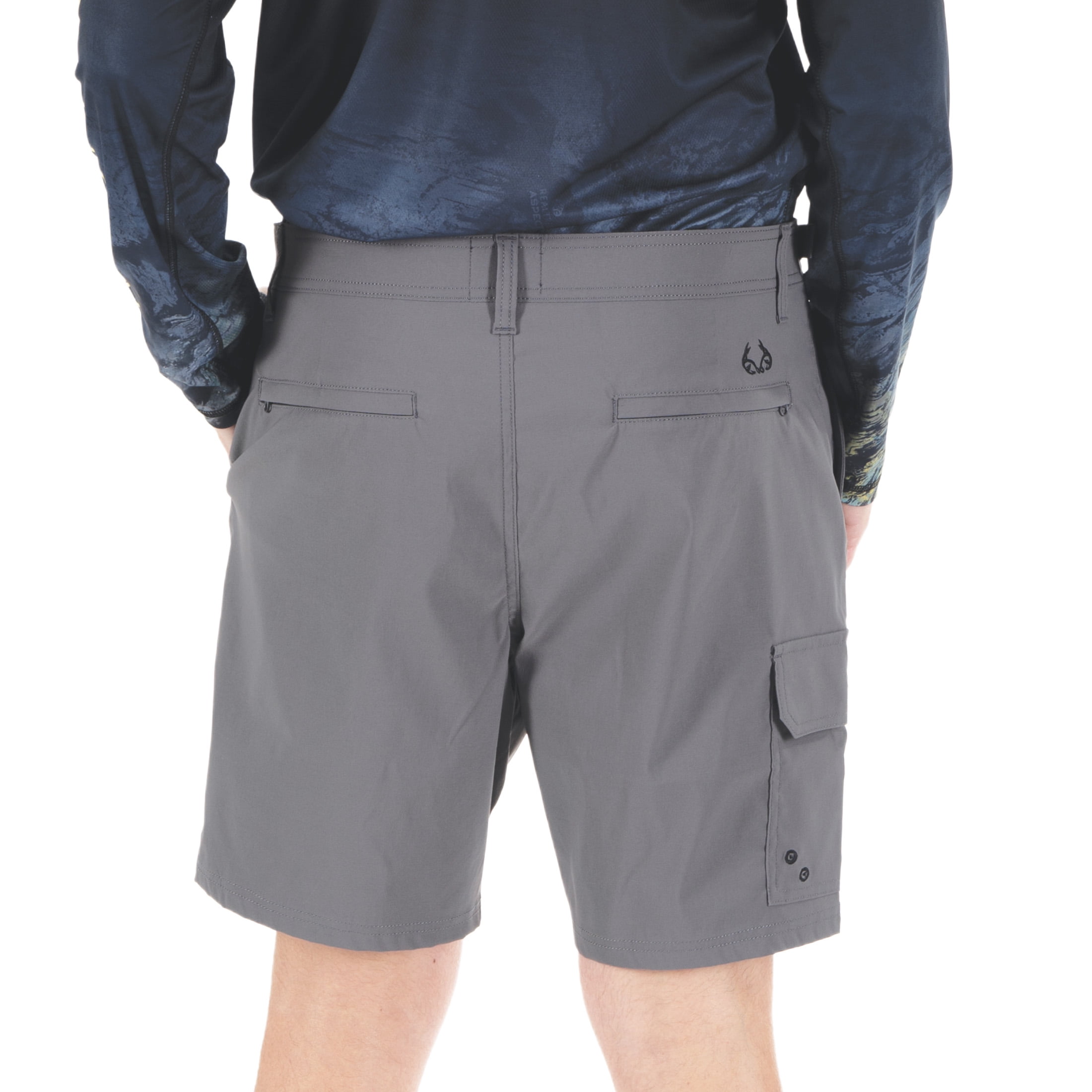 Men's Realtree Hybrid Fishing Shorts, Grey Pebble, XL