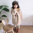 thumbnail image 3 of Gibobby Chamarra niñaAbrigo para niñas pequeñas, chaqueta gruesa a de viento de invierno, chaqueta de abrigo con botones de forro polar cálido para niños(Caqui, 2-3 Años), 3 of 4