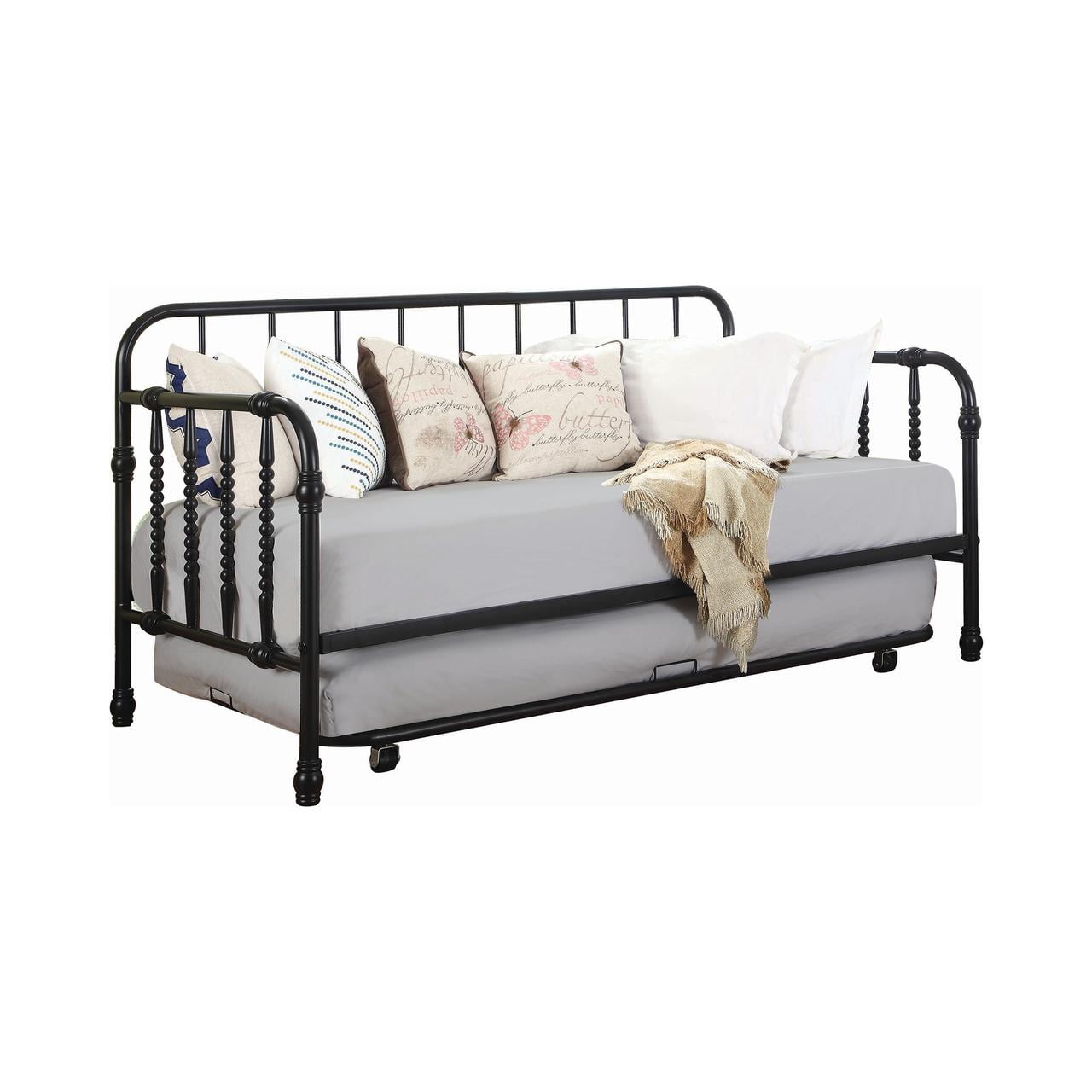 Twin Metal Daybed with Trundle Black