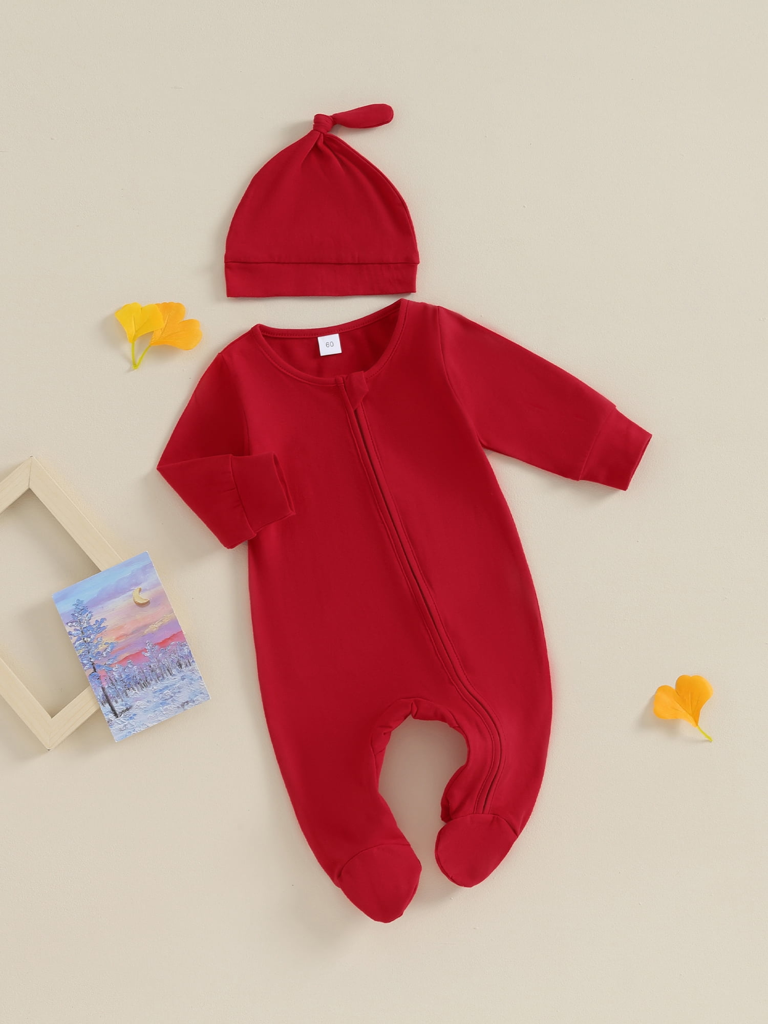 GXFC Preemie Boys Girls Fall Clothes 3M 6M Newborn Boys Long Sleeve Zipper One Piece Jumpsuits Bodysuit with Hat Outfits Autumn Clothing for Infant Boys