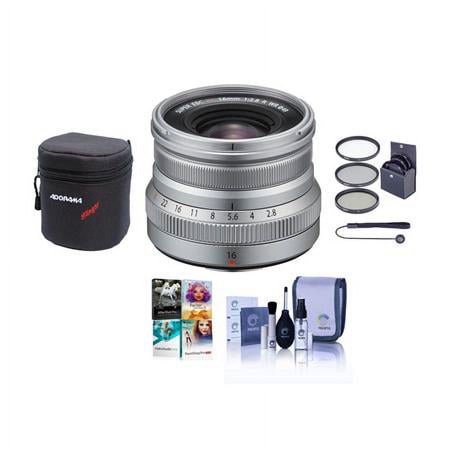 UPC: 0192223108721 | XF 16mm f/2.8 R WR Lens  Silver  Bundle with ProOptic 49mm Filter Kit  Lens Case  Cleaning Kit  Lens Cap Tether  PC Software Kit