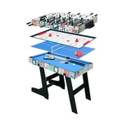 Multi Function 4 in 1 Combo Game Table, Soccer Foosball Table, Pool Table, Air Hockey Table, Table Tennis Table with Folding Legs，48 inch