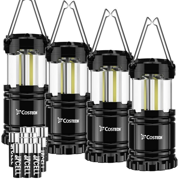 Super Bright Camping Lantern, Costech Portable Outdoor Lights Hanging Flashlight Camping Gear Equipment with Batteries for Hurricane Storm Outage Emergency 4 pack
