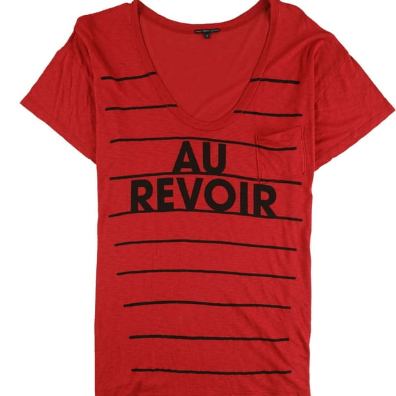 TRULY MADLY DEEPLY Womens Au Revoir Graphic T-Shirt, Red, Large