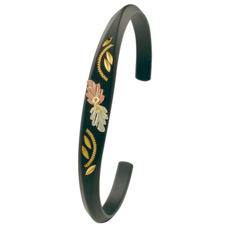 Black Hills Gold Black Bracelet - Landstroms Black Hills Gold Black Powder Coated Cuff Bracelet with 10K Gold Trim