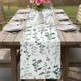 thumbnail image 4 of Sage Green Botanical Table Runner 72 Inches, Watercolor Spring Floral Summer Leaf Bed Runner Dresser Scarves Tabletop for Indoor Outdoor Parties/Ceremony/Banquet, 18" x 72", 4 of 8