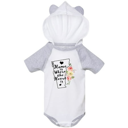 

Inktastic Vermont Home is Where The Heart is with Watercolor Floral Gift Baby Girl Bodysuit