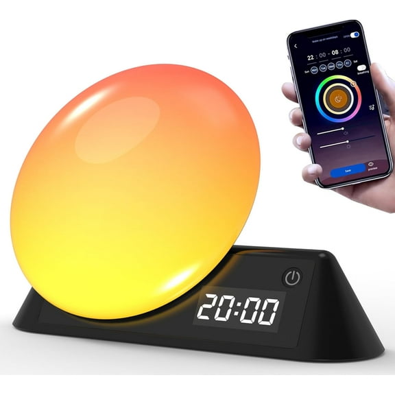 Wake Up Light Sunrise Alarm Clock for Kids, Sunrise Night Light,Heavy Sleepers, Bedroom,Upgraded Full Screen with Sunrise Simulation, Sleep Aid,Bedroom,Nightlight,15 Colors,Ideal for Gift