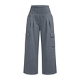 thumbnail image 6 of GUACER Womens Cargo Pants Smocked High Waist Wide Leg Trousers with Flap Pockets Outdoor Casual Loose Pants, 6 of 7