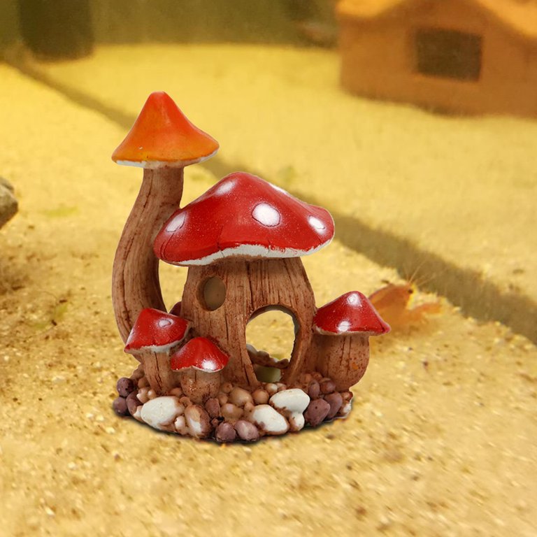 Shulemin Aquarium Ornament Artificial Mushroom Cave Realistic Improve  Ambience Small Fish Tank Hideaway Decor House Aquarium Supplies