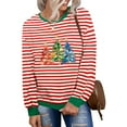 thumbnail image 5 of Christmas Sweatshirt for Women Long Sleeve Crewneck Striped Pullover Xmas Print Drop Shoulder Tops Fall winter Casual Clothes, 5 of 6
