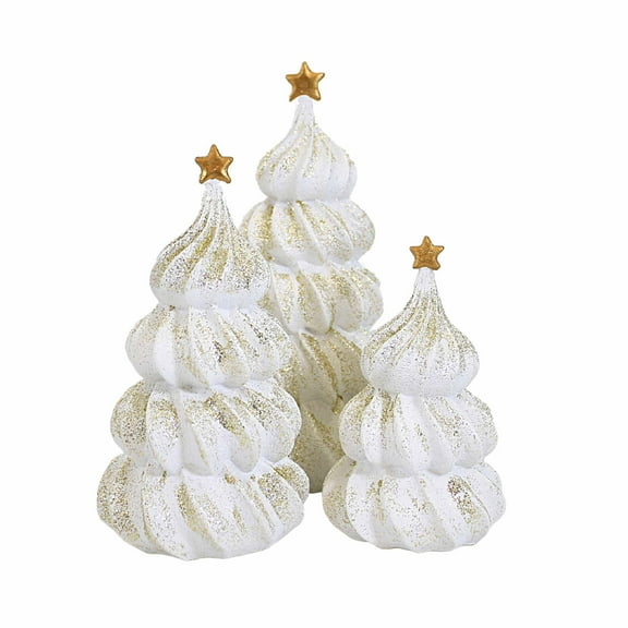 Roman Merengue Tree Set - Three Trees 8.75 Inch, Polyresin - Christmas Star Glittered Set Of 3 136330