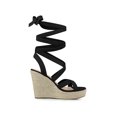thumbnail image 3 of BLISSFUL STEP Women's Lace Up Wedge Heels Platform Strappy Espadrilles Sandals, 3 of 7