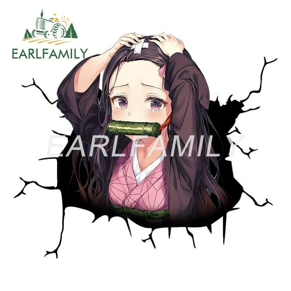 EARLFAMILY 5.1 Inch for Nezuko Car Stickers Anime Decal Creative Campervan Motorcycle Waterproof Decoration
