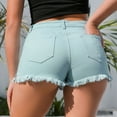 thumbnail image 5 of Womens Shorts Ladies Summer Casual Retro Solid Color High Waisted Denim Short Pants Sky Blue XL, 5 of 6