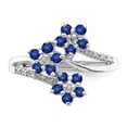 thumbnail image 5 of Sterling Silver Rhodium-plated 3 Flower Sapphire and Diamond Ring QR6380S, 5 of 5