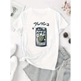 thumbnail image 2 of Camiseta de mujer Trajes de verano Traje Camiseta de cuello redondo para viajes de compras deportivas ﻿Women's Casual Crew Neck T-Shirt with Geometric Lemon Soda Print, Polyester 95% Spandex 5%, Me, 2 of 6