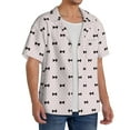 thumbnail image 2 of Balery bow on polka dots Pattern Men's Casual Button Down Shirt Short Sleeve Textured Summer Cuban Beach Shirts-Small, 2 of 5